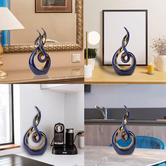 Modern Abstract Art Table Decoration Ceramic Statue Modern Blue Ornaments - Picture 10 of 10